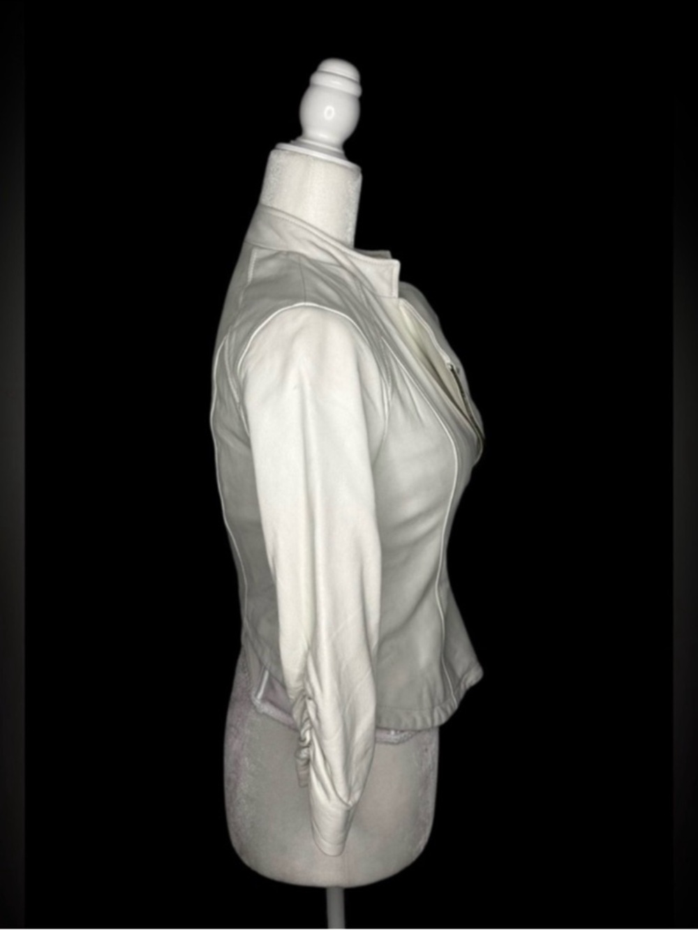 bebe Cream Cropped Leather Jacket - Picture 11 of 13